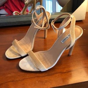 Beige Velvet Heels